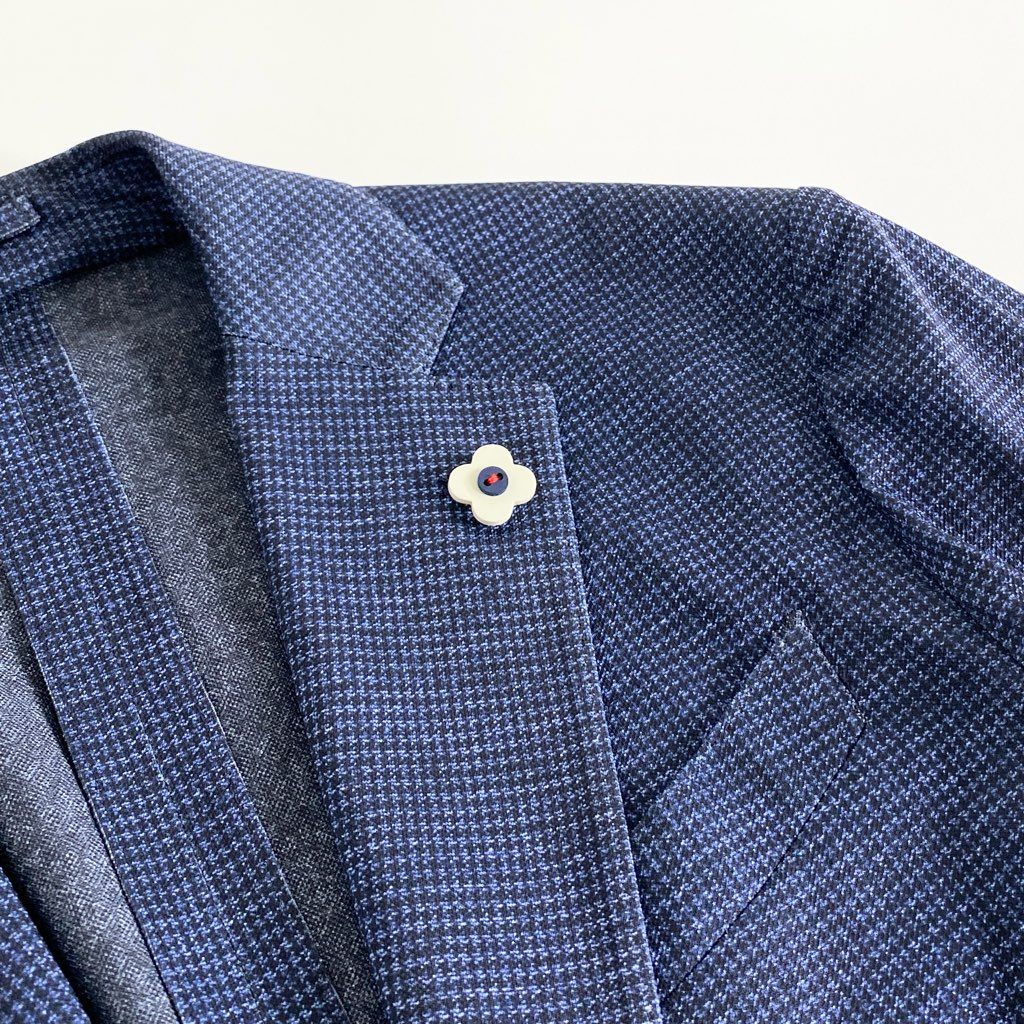 65e5 イタリア製 LARDINI ラルディーニ easy wear イージーウェア テーラードジャケット サマージャケット ストレッチ ブートニエール付き JX939AQ51 サイズ48 7R ネイビー ポリエステル100% メンズ 現行タグ