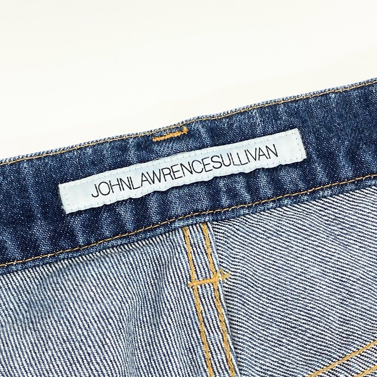 66g8 【美品】 JOHN LAWRENCE SULLIVAN ジョンローレンスサリバン 切替デニムパンツ ジーンズ レザーバイカラーパンツ ヴィーガンレザー レディース 女性用 JLSW-38 XS ブルー×ブラック