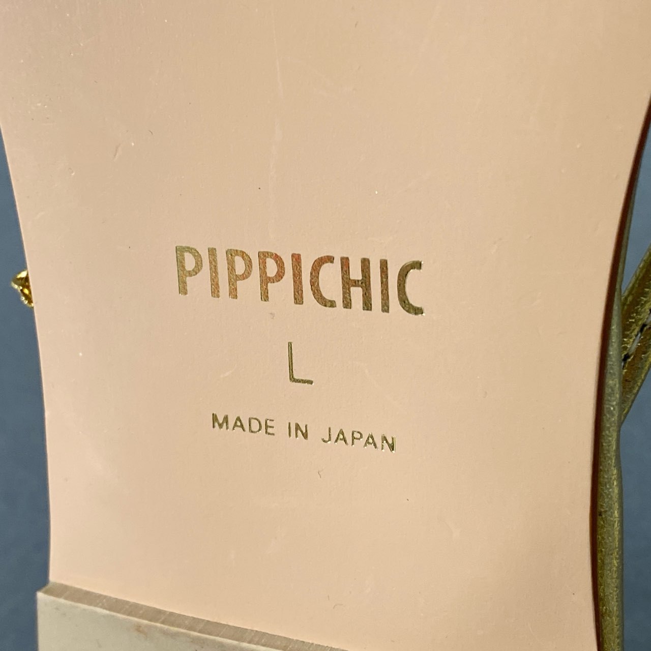 5f17 PIPPICHIC ピッピシック チェーン レザーフラットサンダル L ゴールド leather 日本製 シューズ