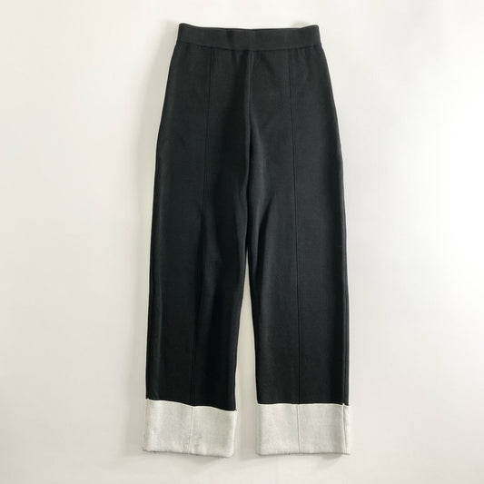 26e24 《美品》 ADORE アドーア バイカラーダブルニット ニットパンツ リラックスパンツ 531-2273014 サイズ38 ブラック レディース