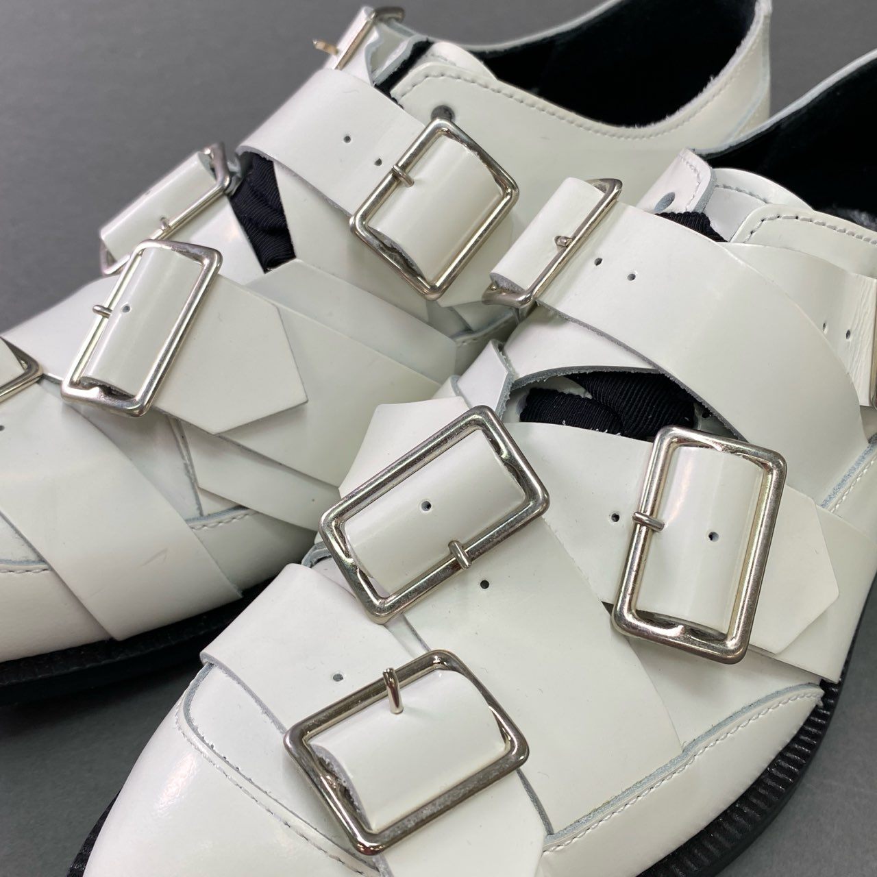 1b7 COMME des GARCONS コムデギャルソン モンスター期 多重ベルトシューズ 24.5cm ホワイト レザー イタリア製 箱付き