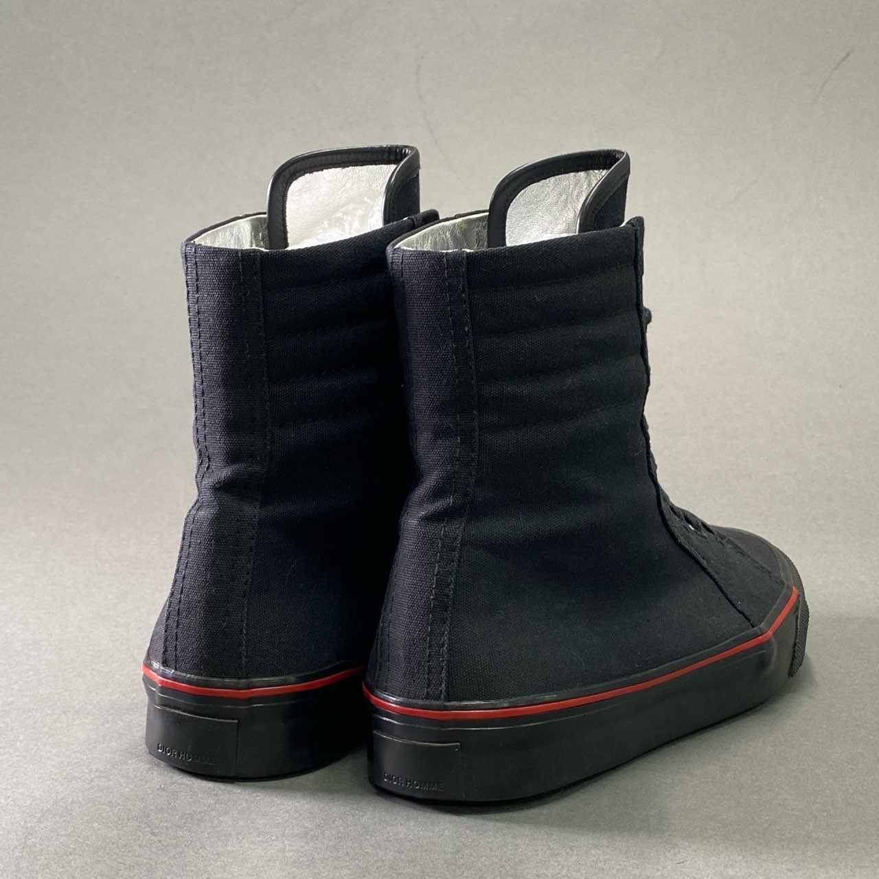 6d16 《美品》 Dior HOMME ディオール オム キャンバス ハイカットスニーカー 41 1/2 ブラック シューズ イタリア製