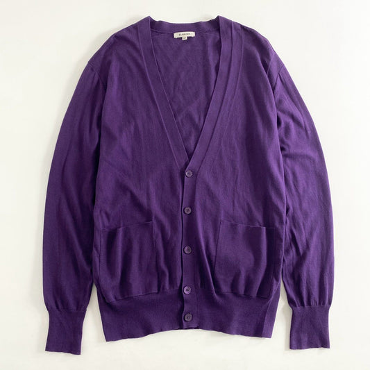 50h10 BLAMINK ブラミンク 18G サイドスリット ニットカーディガン Vネックカーディガン 7915-231-0019 サイズ36 パープル コットン100% レディース
