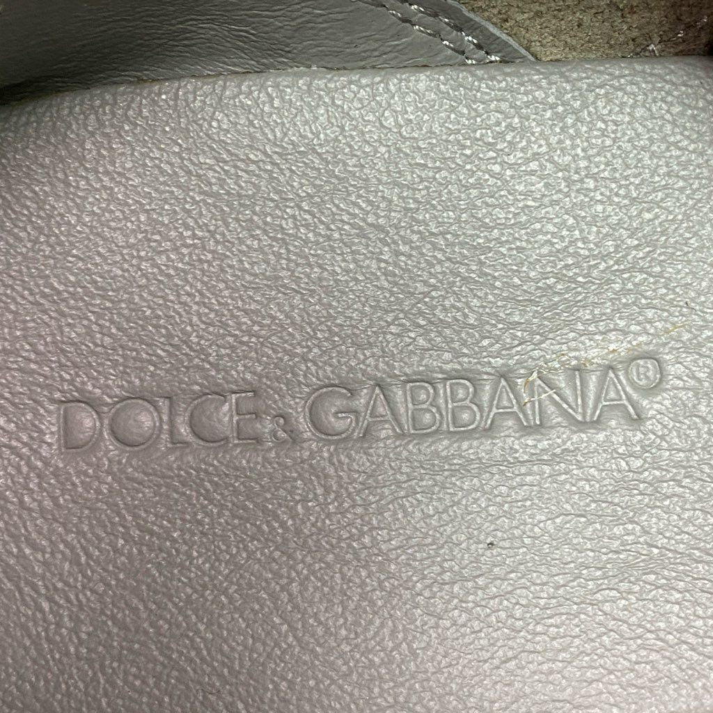 6e10 《未使用品》 DOLCE&GABBANA ドルチェアンドガッバーナ ロゴパッチ ローカットスニーカー 9 グレー レザー シューズ シューズバッグ付き 箱有