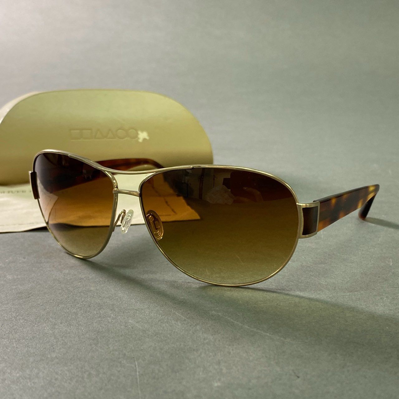 b12 OLIVER PEOPLES オリバーピープルズ Bradford ブラッドフォード ティアドロップ サングラス 63□12-135 ブラウン アイウェア 日本製 眼鏡 ケース付き