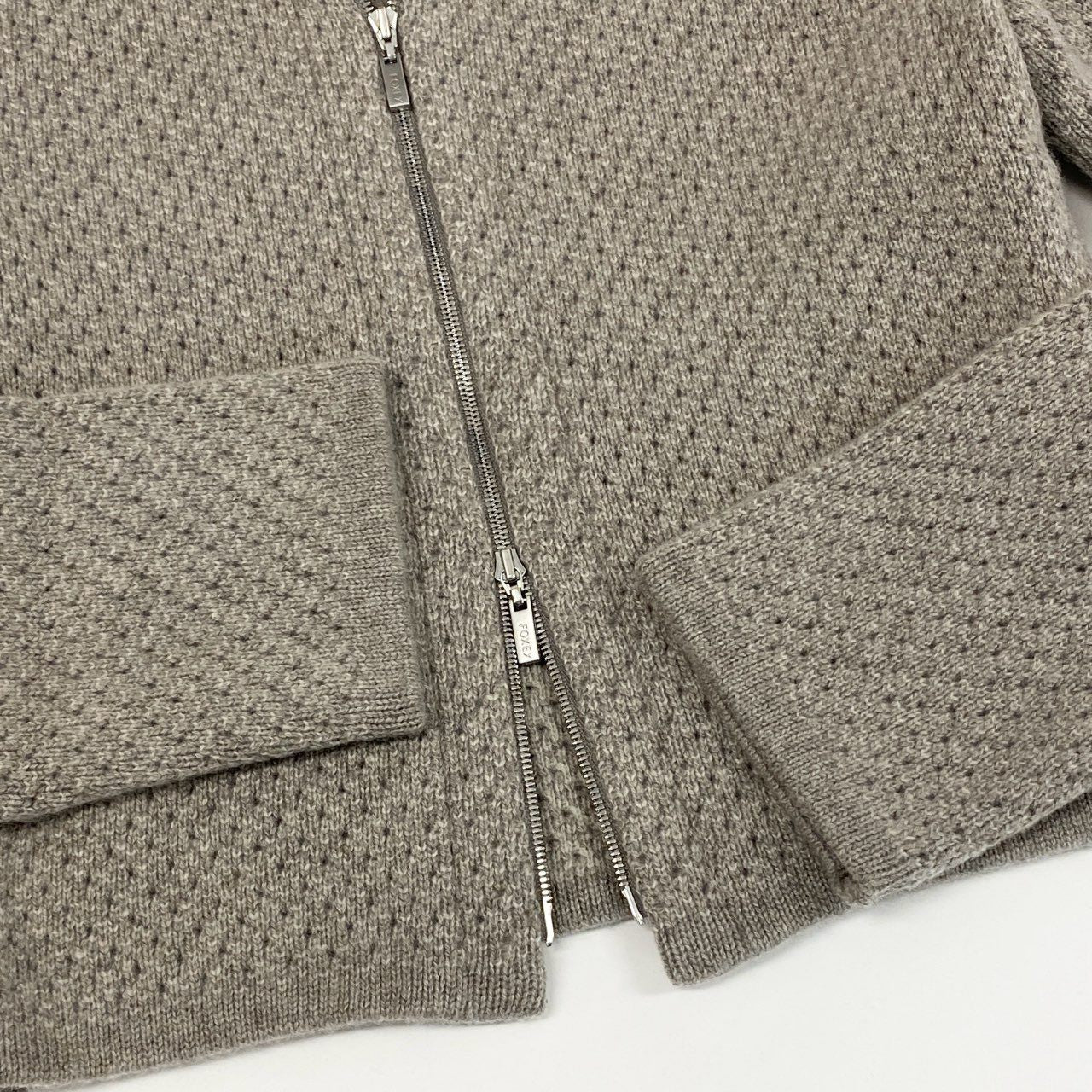 8h4【極美品】FOXEY フォクシー ダブルジップ カシミヤニットパーカー SEA BREEZE PARKA サイズ38 ベージュ レディース カシミアk02i
