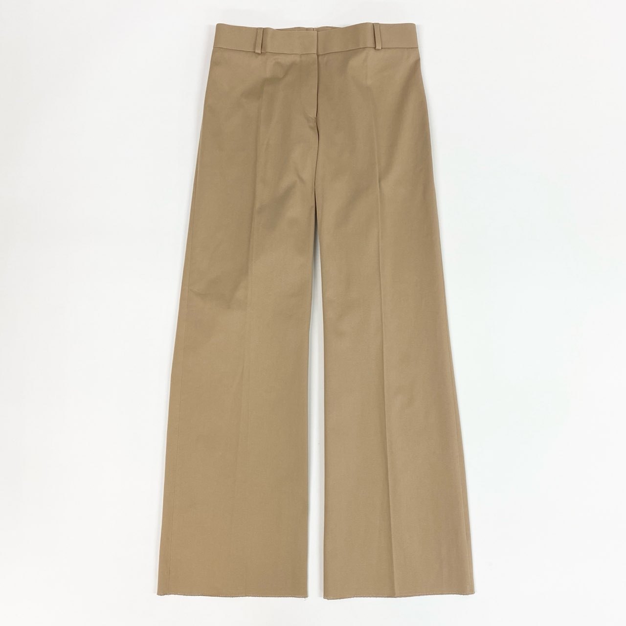 53j17《未使用保管品》 Salvatore Ferragamo サルヴァトーレフェラガモ イタリア製 コットンパンツ センタープレス ボトムス ストレッチ レディース 女性用 40 ベージュu02t