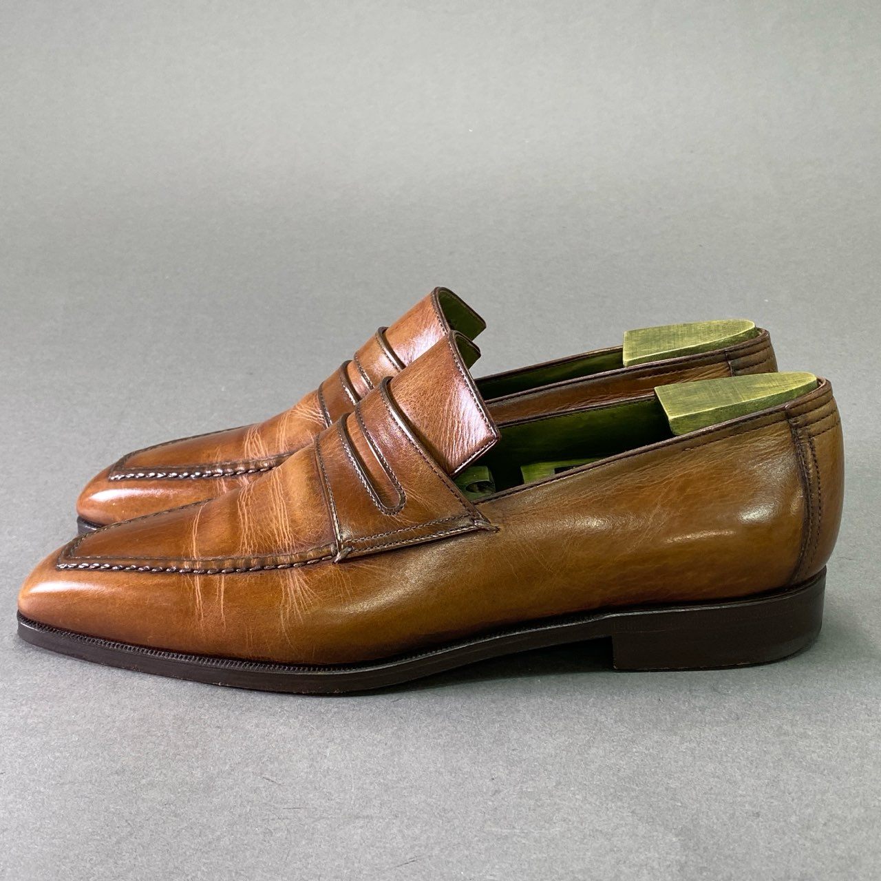 1d22 Berluti ベルルッティ Andy アンディ デムジュール レザーローファー 6 1/2 ブラウン Leather シューズ ビジネス シューツリー 保存袋 付属