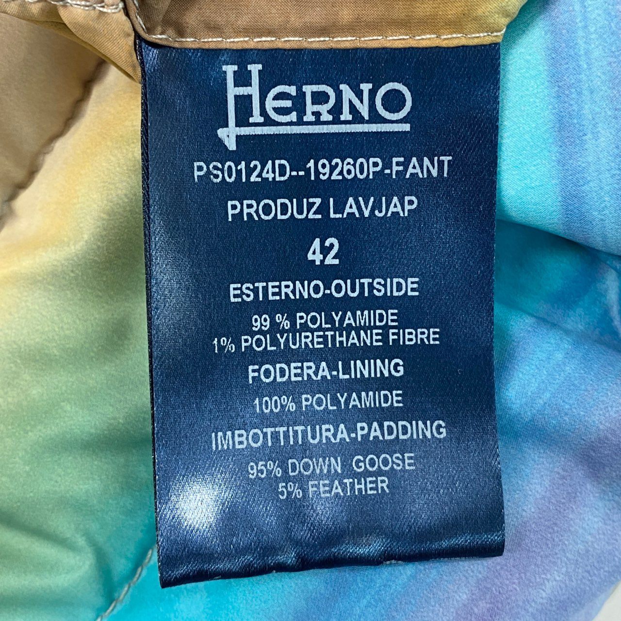 45c3 【美品】 HERNO ヘルノ Rainbow Reversible Down Jacket ショートスリーブ リバーシブル ダウンジャケット 42 レインボー 金ボタン マルチカラー ルーマニア製
