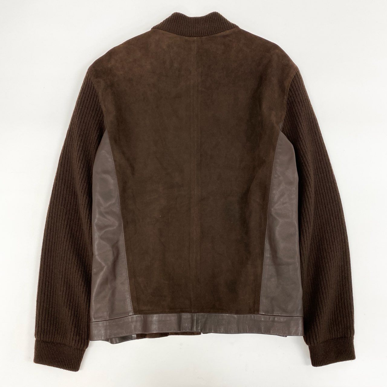 49i11 dunhll ダンヒル レザージャケット ブルゾン 袖ニット切替 ジップアップ イタリア製 メンズ 男性用 XL ブラウンu02t