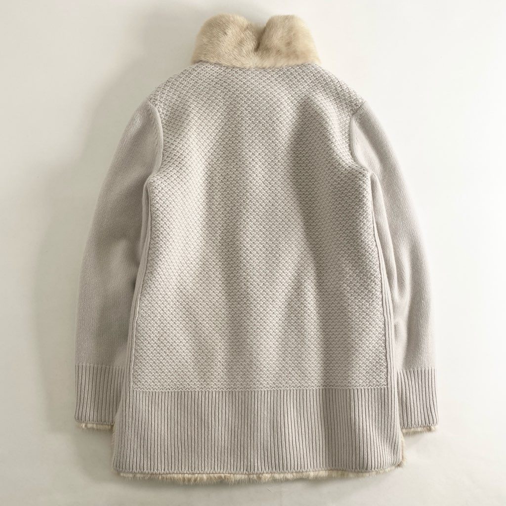81i11 【美品】Loro Piana ロロピアーナ ベビーカシミヤ100% リバーシブル ローゲージニットブルゾン ミンクファー 毛皮コート FAI6284 サイズM レディース 女性用 アウター