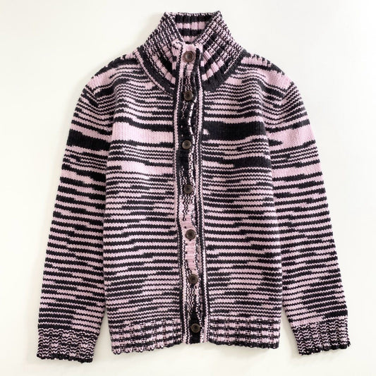 2d22 【美品】 伊製 MISSONI ミッソーニ ミドルゲージ カシミヤ100%ニット カシミヤカーディガン 46 ピンク/ブラック レディース 婦人服
