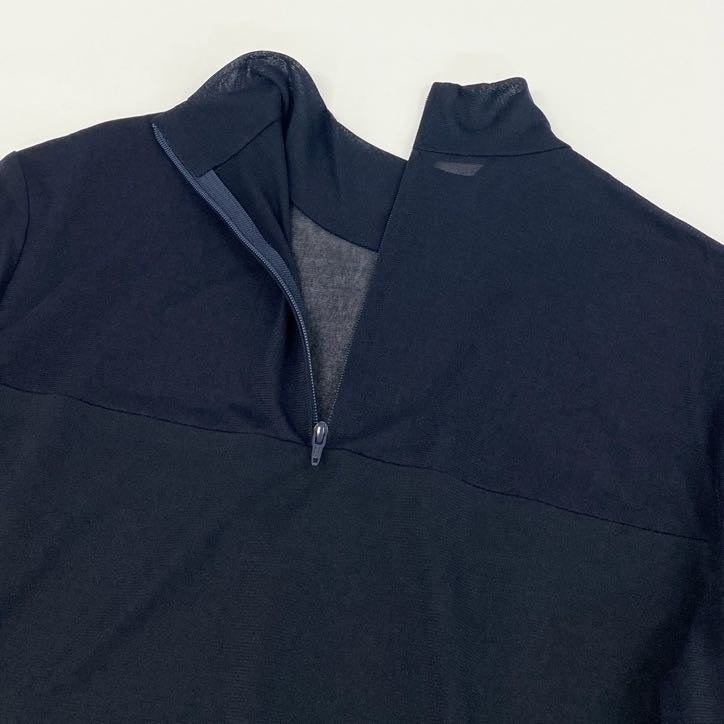 80g23 【美品】 LEONARD レオナール 七分袖カットソー トップス カンカン素材 モックネック 薄手 春夏 レディース 女性用 0159581 L ブラック