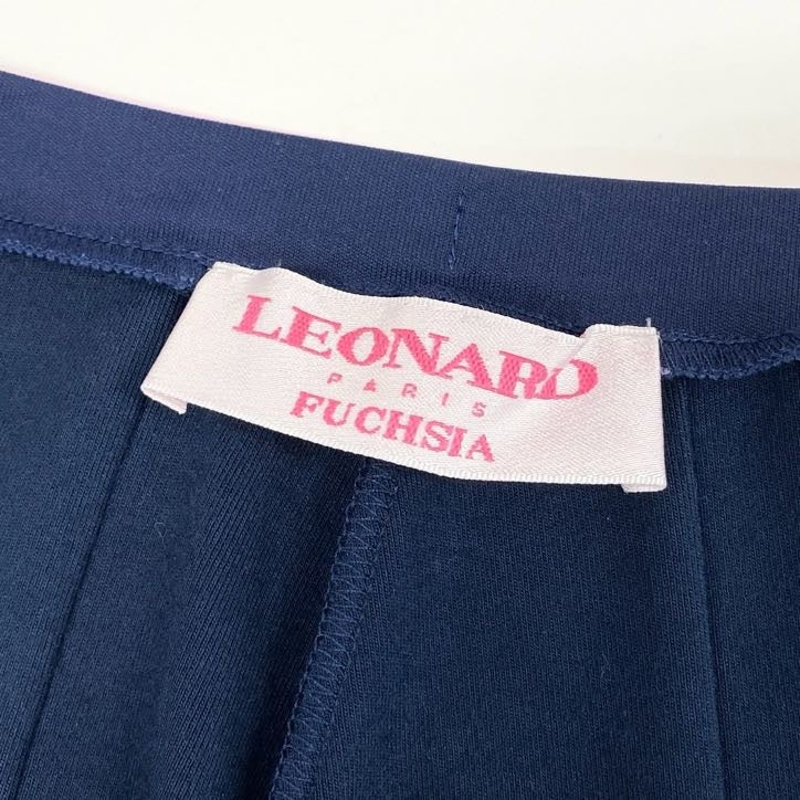 80g23 LEONARD レオナール ボトムス パンツ ストレッチ イタリア製 ウエストゴム◎ テーパードパンツ レディース 女性用 0493912 38 ネイビー