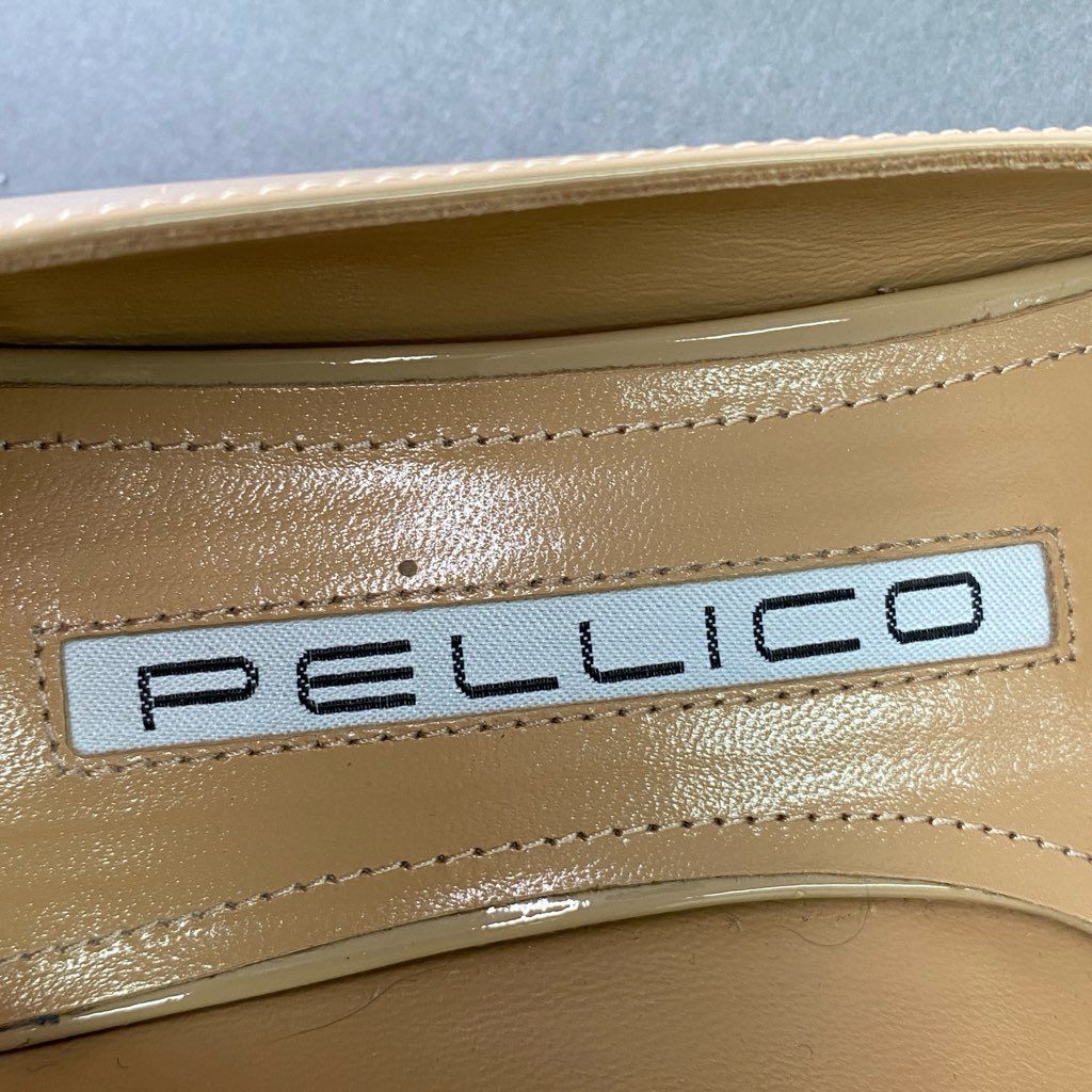 5f7 【美品】 イタリア製 PELLICO ペリーコ パテントレザー ポインテッドトゥ パンプス サイズ36 ベージュ レディース 女性用
