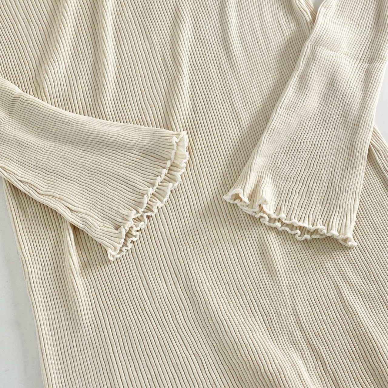 60i11 《タグ付》定価¥21,780 R JUBILEE アールジュビリー Sheer Rib Dress シアーリブドレス F アイボリー ワンピース 日本製