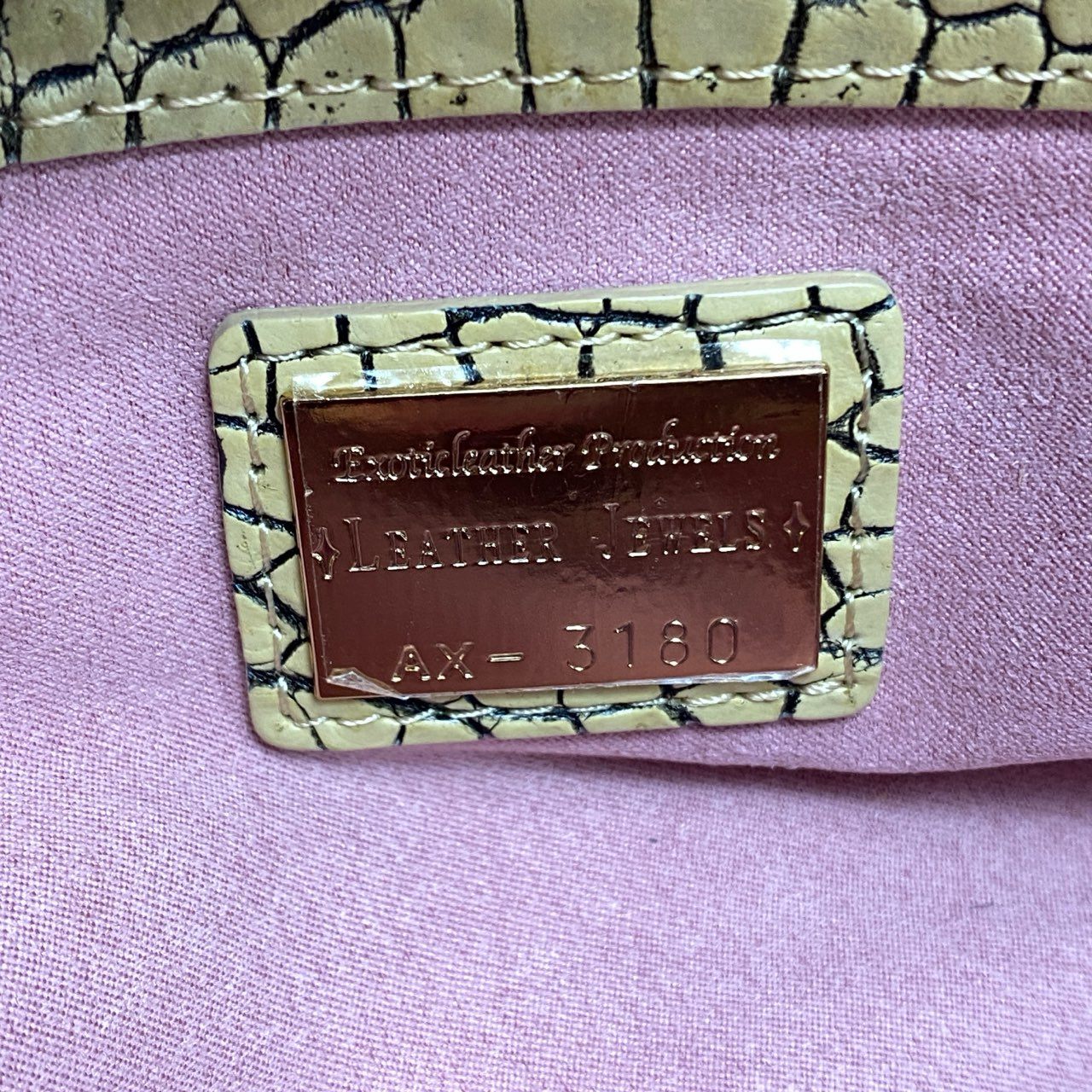 Fd18 【美品】JRA認定 LEATHER JUWELS Crystal Reptiles レザージュエルズ バニラ クロコダイルレザー 2way ハンドバッグ ショルダーバッグ レディース 女性用 鞄