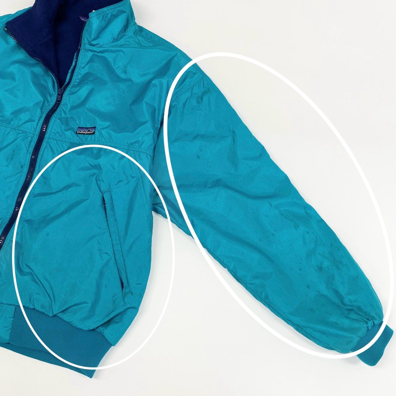 61g23 Patagonia パタゴニア 80s VINTAGE シェルドシンチラジャケット フリースライナー 三角タグ カナダ製 4211 XL グリーン メンズ