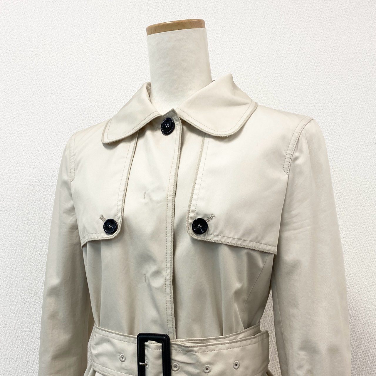 52d18 D&G DOLCE&GABBANA ドルチェアンドガッバーナ ステンカラーコート フリル ショートコート ジャケット スプリングコート 40 ベージュ コットン