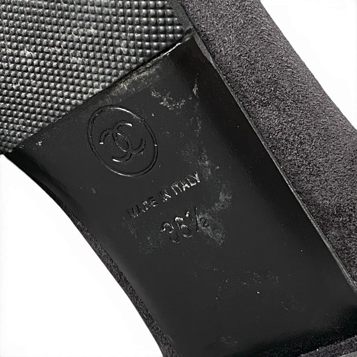 f24 CHANEL フラットシューズ カメリア ココマーク パンプス G32162 36 1/2 サイズ ブラック ベルベット レディース 女性用o07t