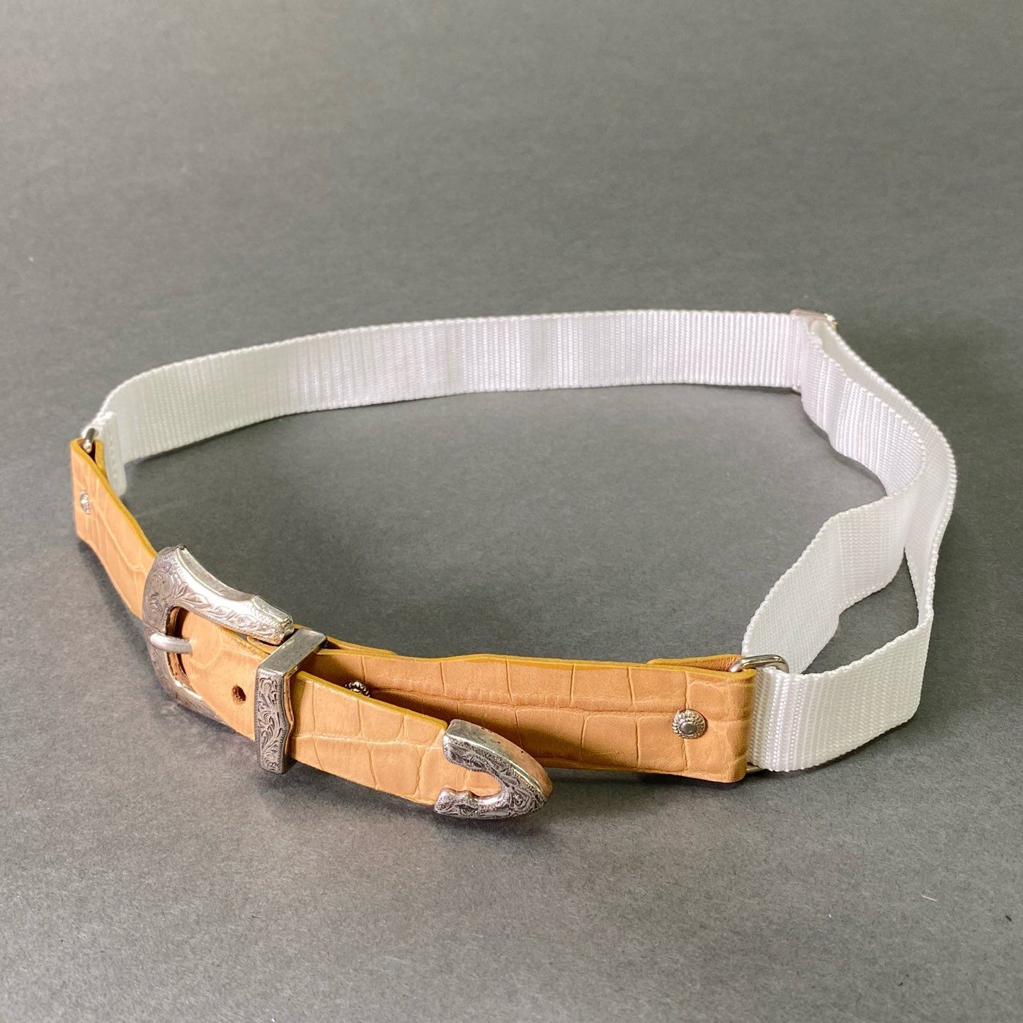 e8 TOGA PULLA トーガ プルラ Leather nylon belt レザー ナイロンベルト TP92-AH276 ベージュ ホワイト メタルピース