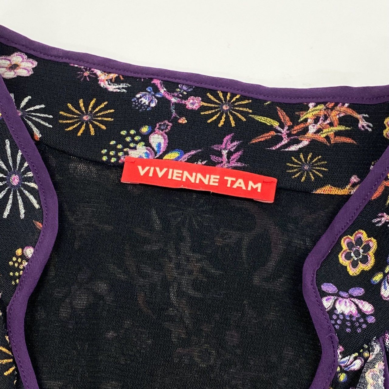 19f11 VIVIENNE TAM ヴィヴィアンタム パワーネットワンピース ドレス 長袖ワンピース 薄手 総柄ワンピース 花柄 レディース 女性用 10276140 40 ブラック ナイロン100%