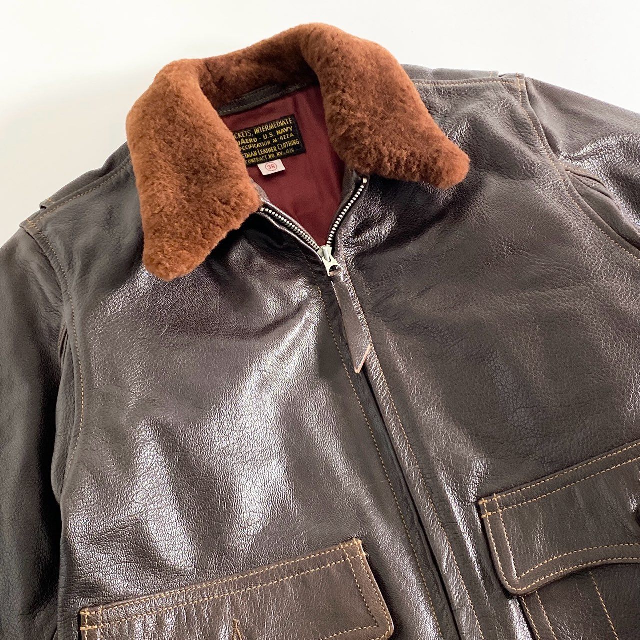 18d12 EASTMAN LEATHER CLOTHING イーストマンレザー M-422A U.S.NAVY フライトジャケット レザージャケット 38 ブラウン メンズ バッファローレザー