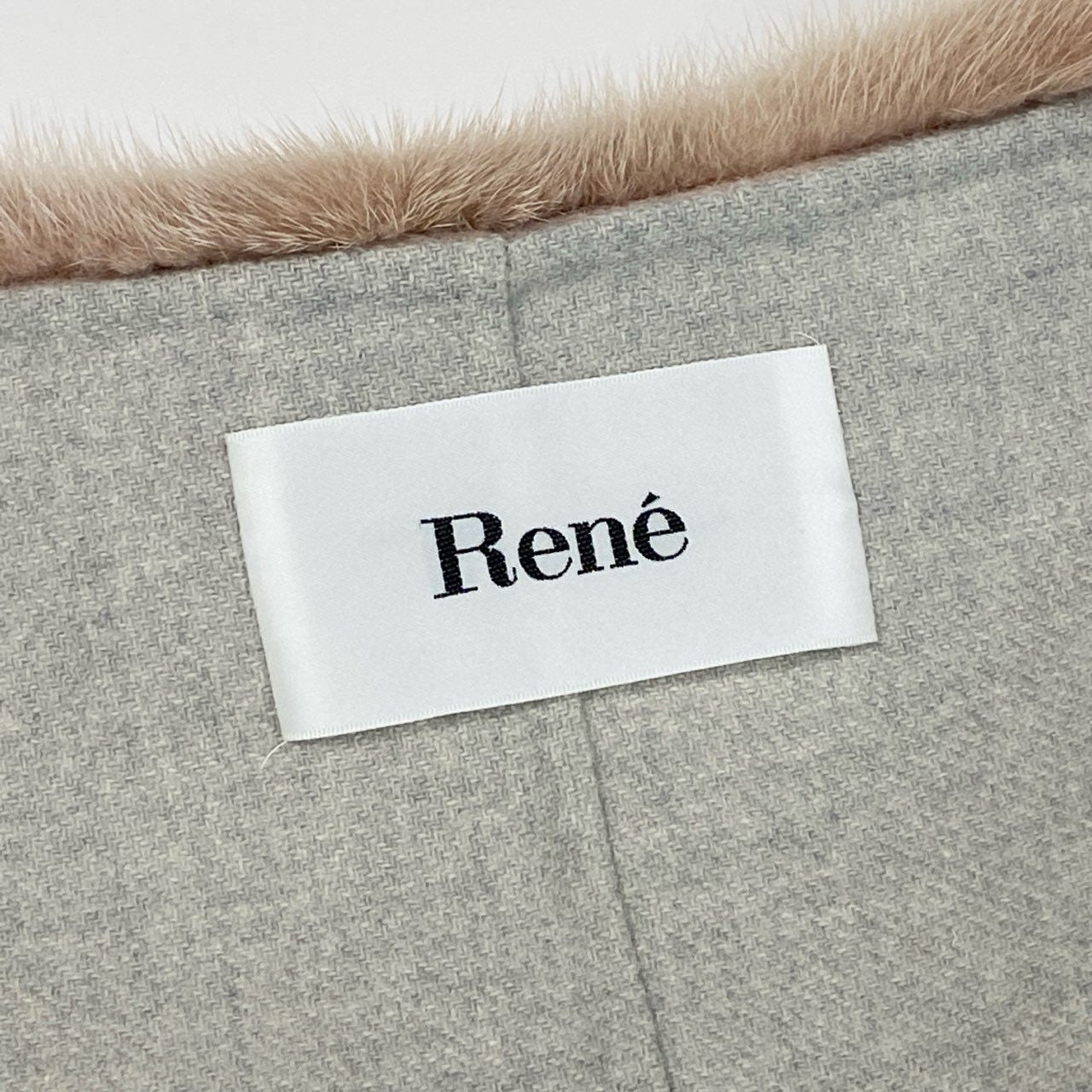 58f20 《美品》 Rene ルネ ミンクファー付き ラグジュアリー ウールコート 36 ピンク グレー 毛皮 アウター 女性服