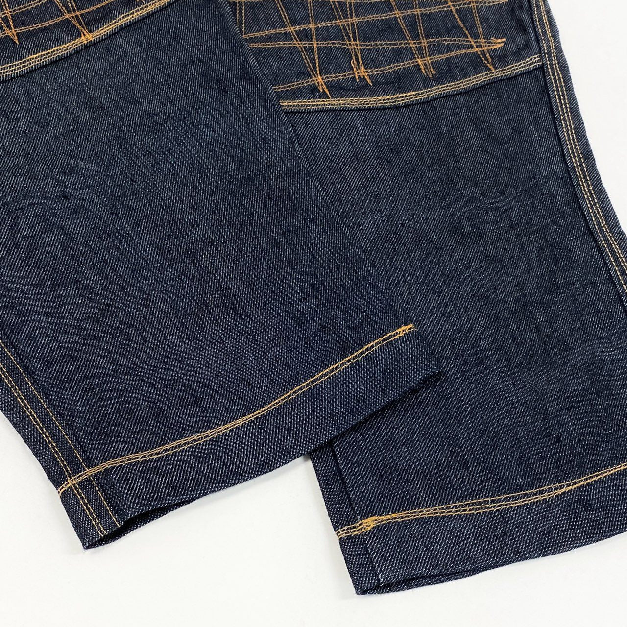 35i9 COMME des GARCONS JUNYA WATANABE MAN コムデギャルソン ジュンヤワタナベマン 日本製 リネンデニム ステッチデザイン クロップド デニムパンツ ボトムス Mサイズ インディゴブルー メンズk02i