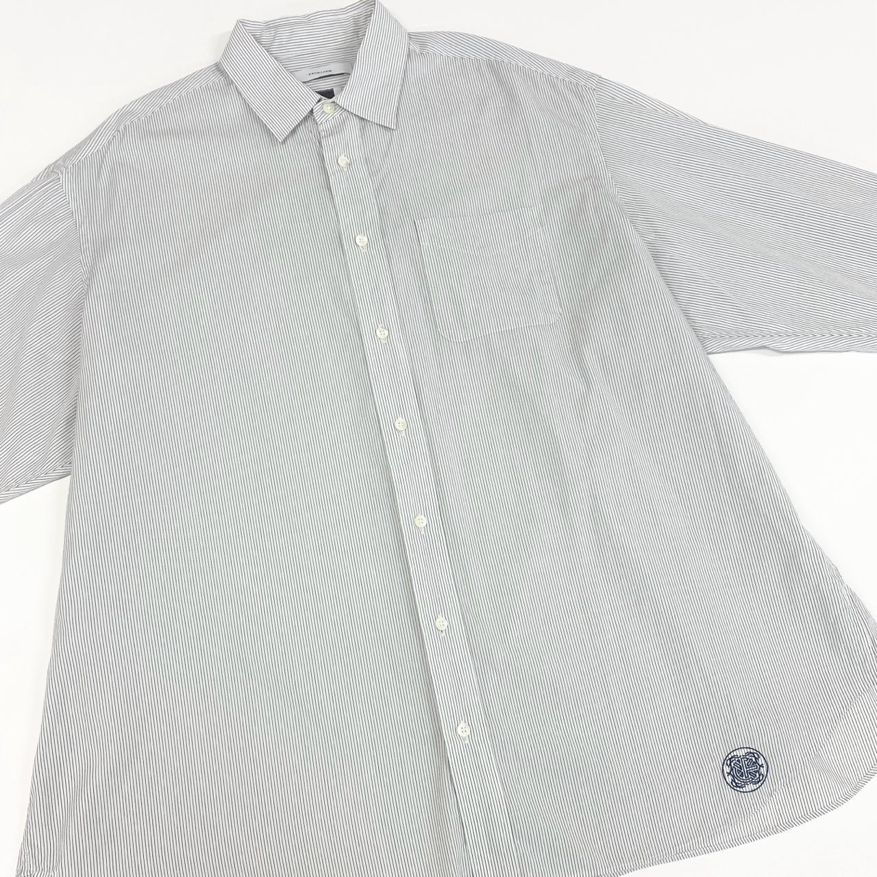 84e30 FACETASM ファセッタズム 23SS BIG SHIRT ビッグシャツ オーバーサイズ 長袖シャツ ロングスリーブ ストライプ トップス ロゴ刺繍 ABH-SH-M05 4 ホワイト コットン