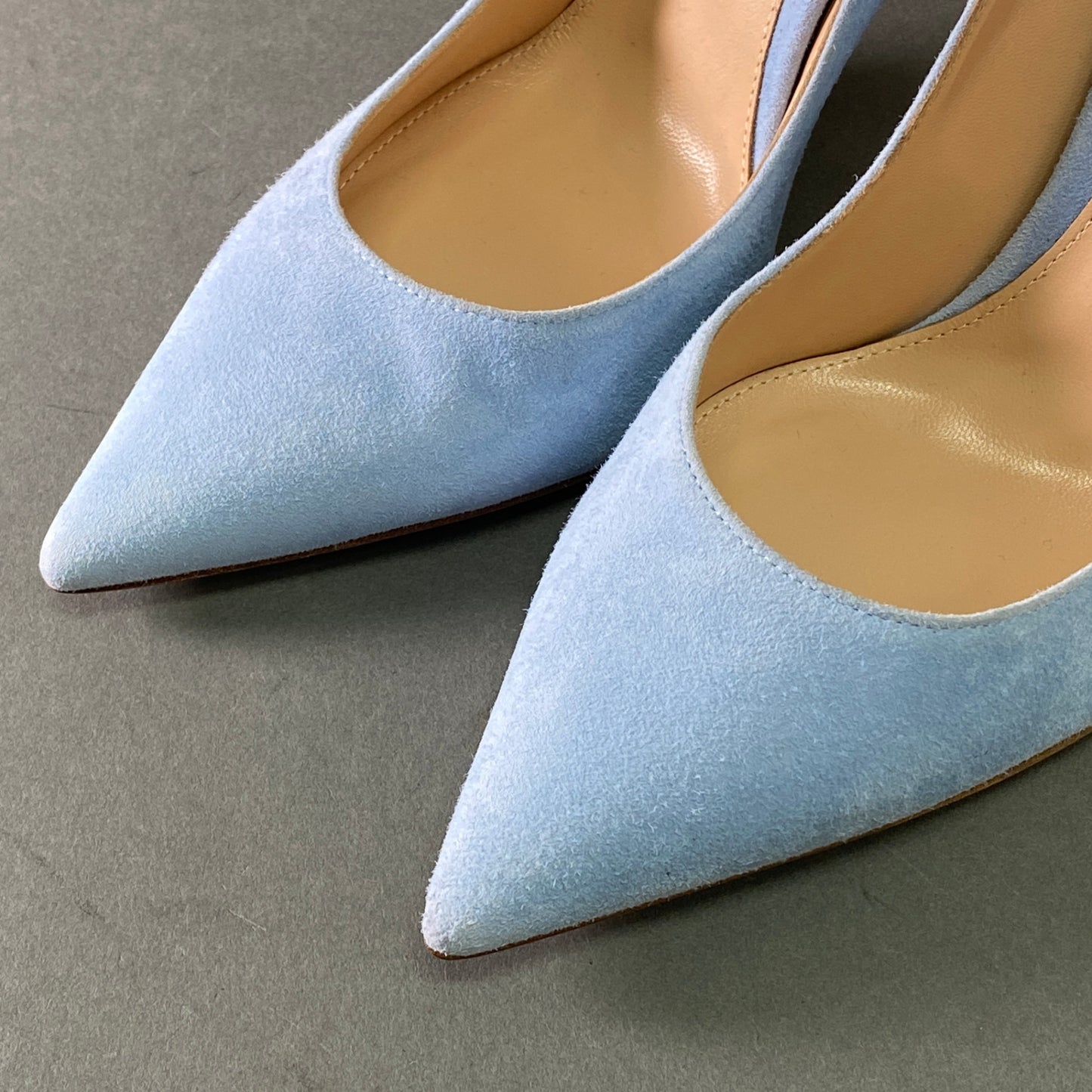 5l25 【未使用】Gianvito Rossi ジャンヴィットロッシ ポインテッドトゥ ピンヒールパンプス スウェードパンプス サイズ38 ライトブルー スウェード レディース 女性用