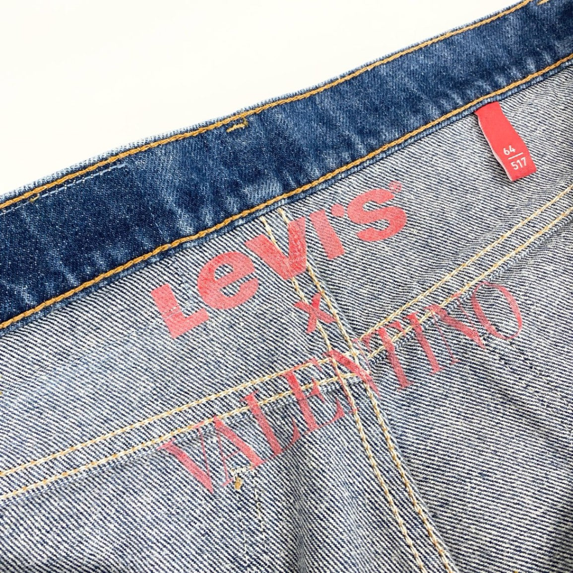 44h26 VALENTINO LEVI’S ヴァレンティノ リーバイス コラボ 517 デニムパンツ ジーンズ ボトムス 世界517本限定 W34 インディゴブルー コットン メンズo07t