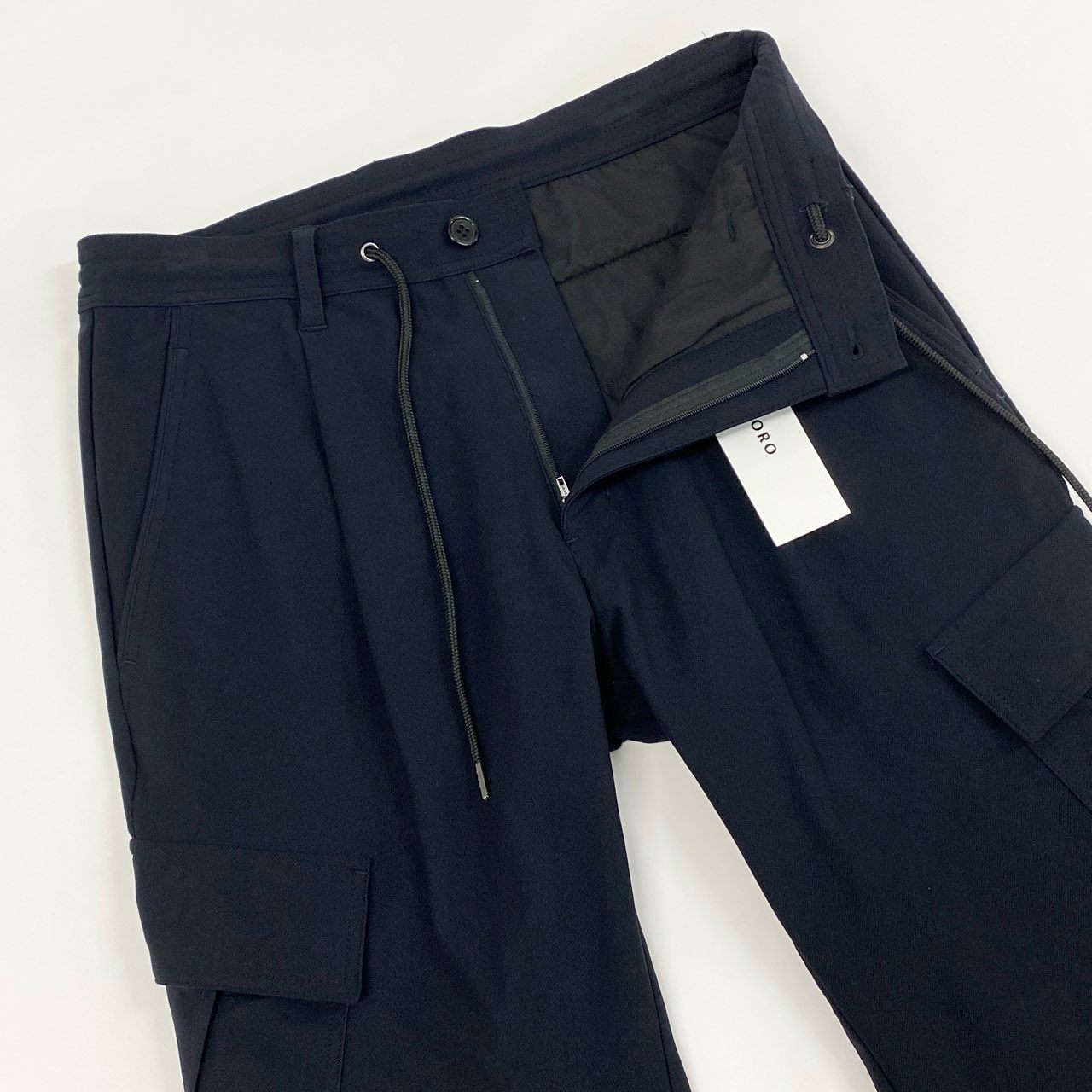 66g8 【未使用】 PIUORO ピウオロ ストレッチ◎ カーゴパンツ ジョガーパンツ ナイロン混 無地 レディース 女性用 タグ付き PR01P03 02 ブラック 画像参照