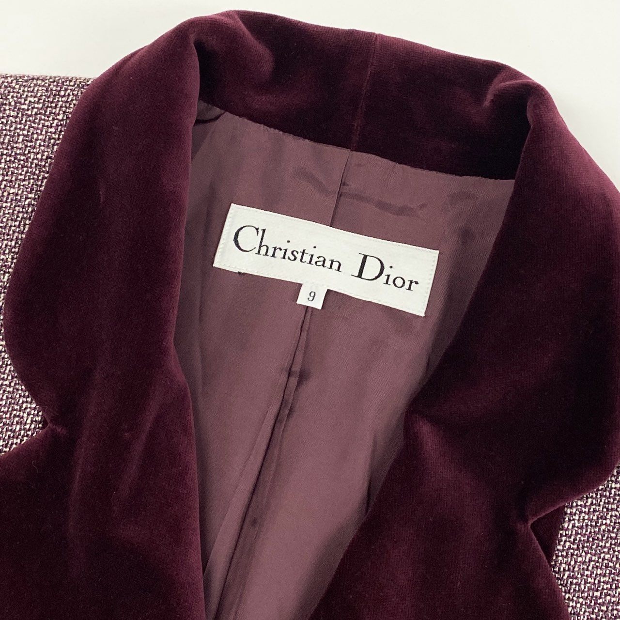 26g2 Christian Dior クリスチャンディオール ヴィンテージ スカートスーツ セットアップ ダブルジャケット スカート ベロア切替 サイズ9 ピンク系 レディース vintage