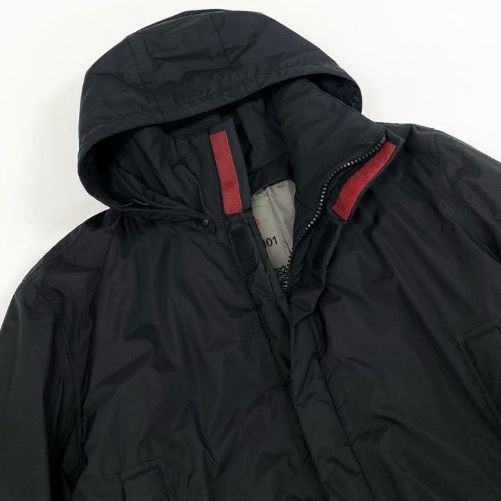 38g24 PRADA SPORT プラダスポーツ GORE-TEX ゴアテックス 中綿ジャケット ブルゾン アウター フード着脱 52 ブラック メンズ_