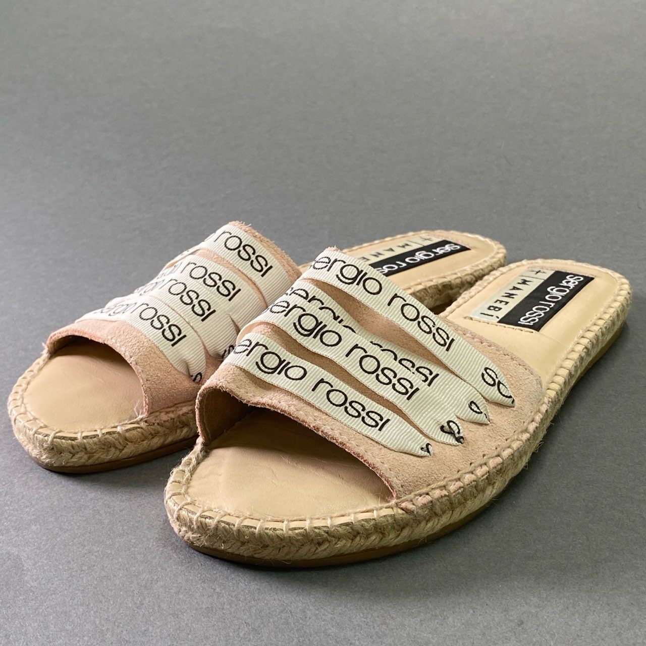 4f6 定価¥41.800 Sergio Rossi セルジオロッシ × MANEBI マネビ srアディクション エスパドリーユ サンダル 39 ピンク スエード シューズ