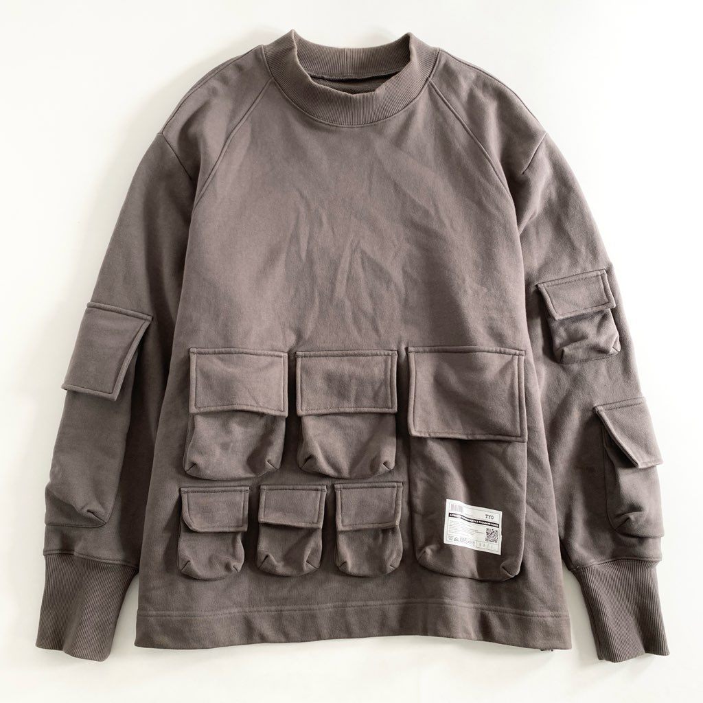 43f18 NAPE_ ネイプ ギミックスウェット マルチポケット プルオーバー トレーナー カットソー 107-OVERDOSE/SLC 4 グレー コットン