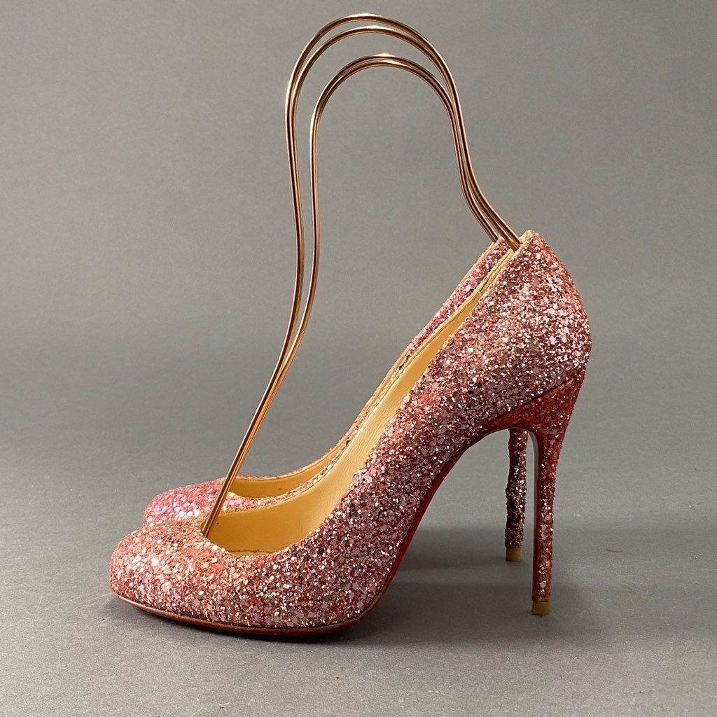 4d21 Christian Louboutin クリスチャン ルブタン グリッター パンプス ハイヒール 36 ピンク ラメ 結婚式 セレモニー パーティ