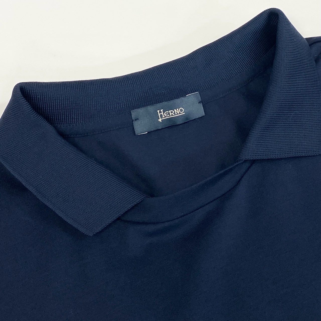 10F11 《美品》 HERNO ヘルノ 半袖ポロシャツ シャツ トップス プルオーバー サイズ52 ネイビー コットン ポリウレタン メンズ 紳士服