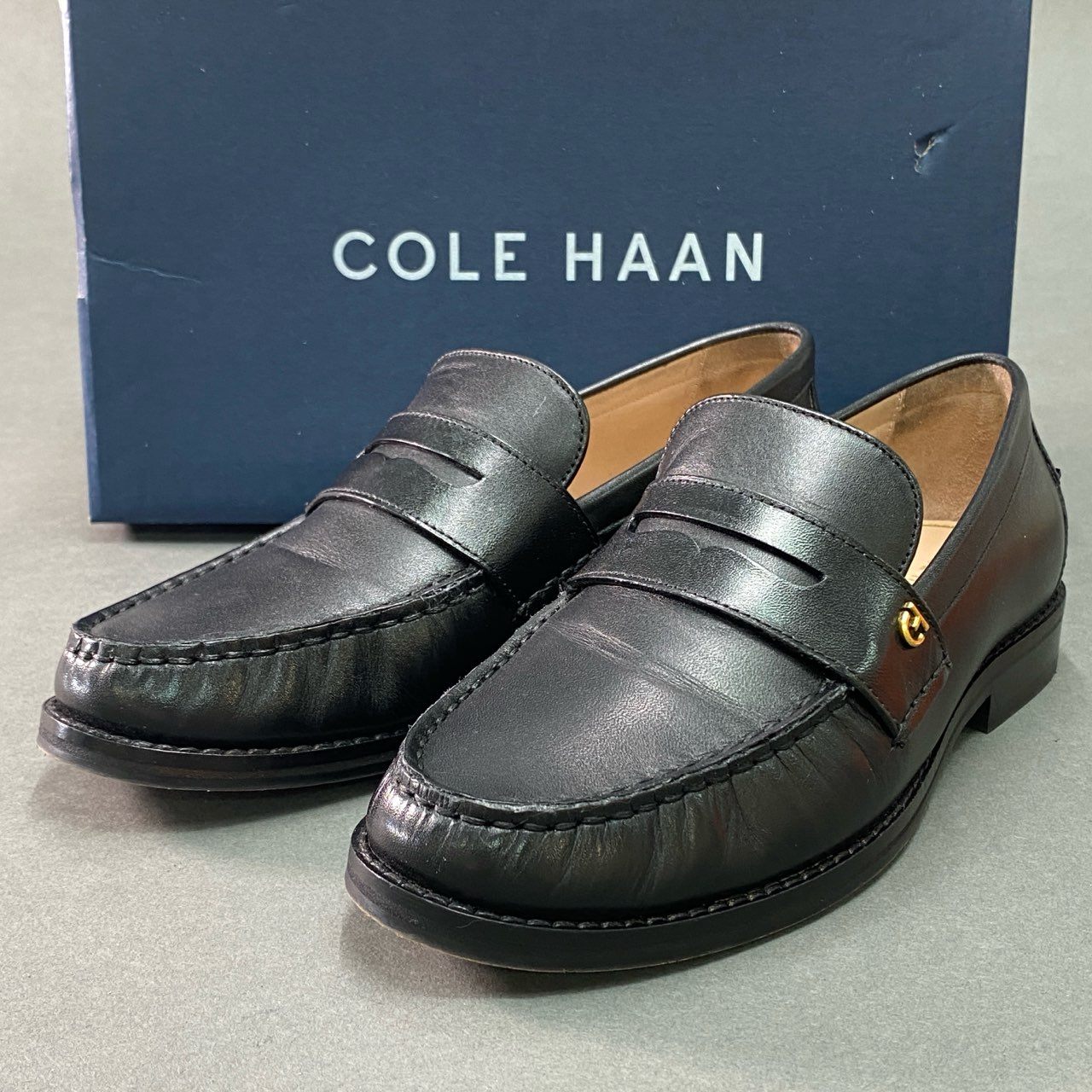 10f4 《美品》定価¥35.200 COLE HAAN コールハーン LUX PINCH PENNY ラックス ピンチ ペニーローファー W28842 5B ブラック レザー 革靴 シューズ 箱付き
