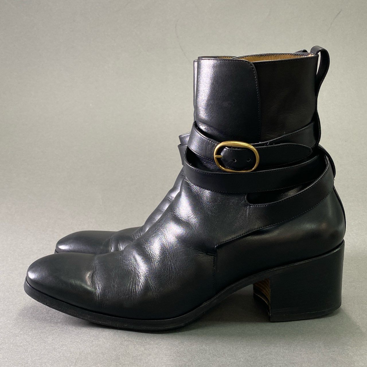 4d16 YVES SAINT LAURENT イヴサンローラン ROY55 MONK STORAP モンクストラップ レザーブーツ 41 ブラック Leather シューズ 箱 保存袋付き