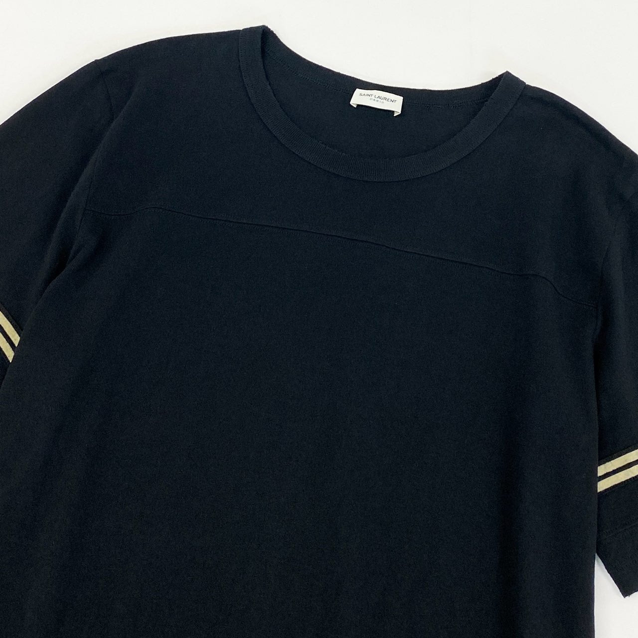 46f30 SAINT LAURENT サンローラン Signature Destroyed Tee カットソー Tシャツ 624992 M ブラック ダメージ加工 イタリア製