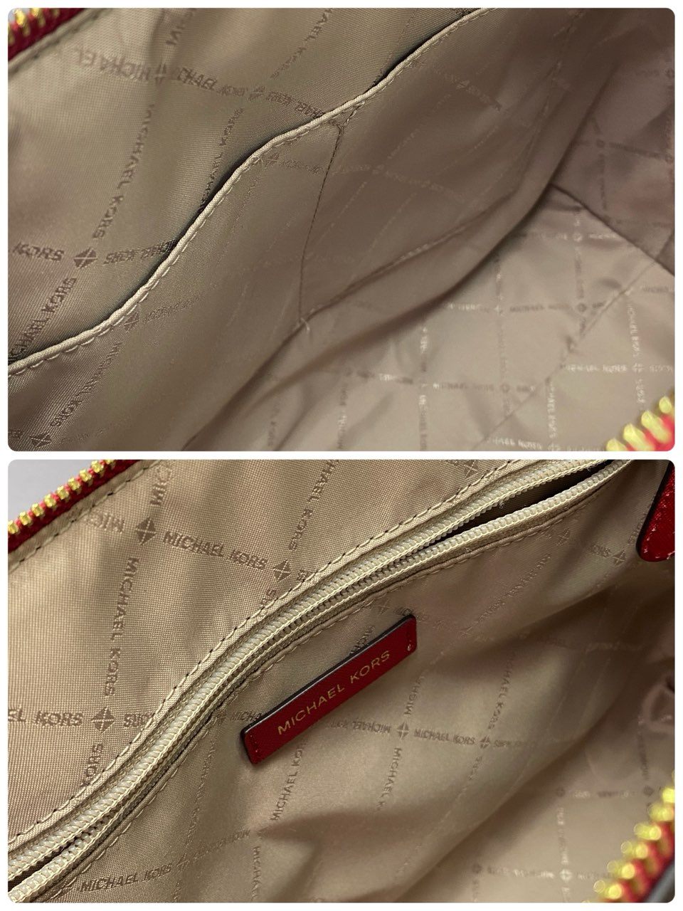 Fc21 MICHAEL KORS マイケルコース シグネチャー 2WAY ショルダーバッグ レッド ブラウン カバン ゴールドチャーム