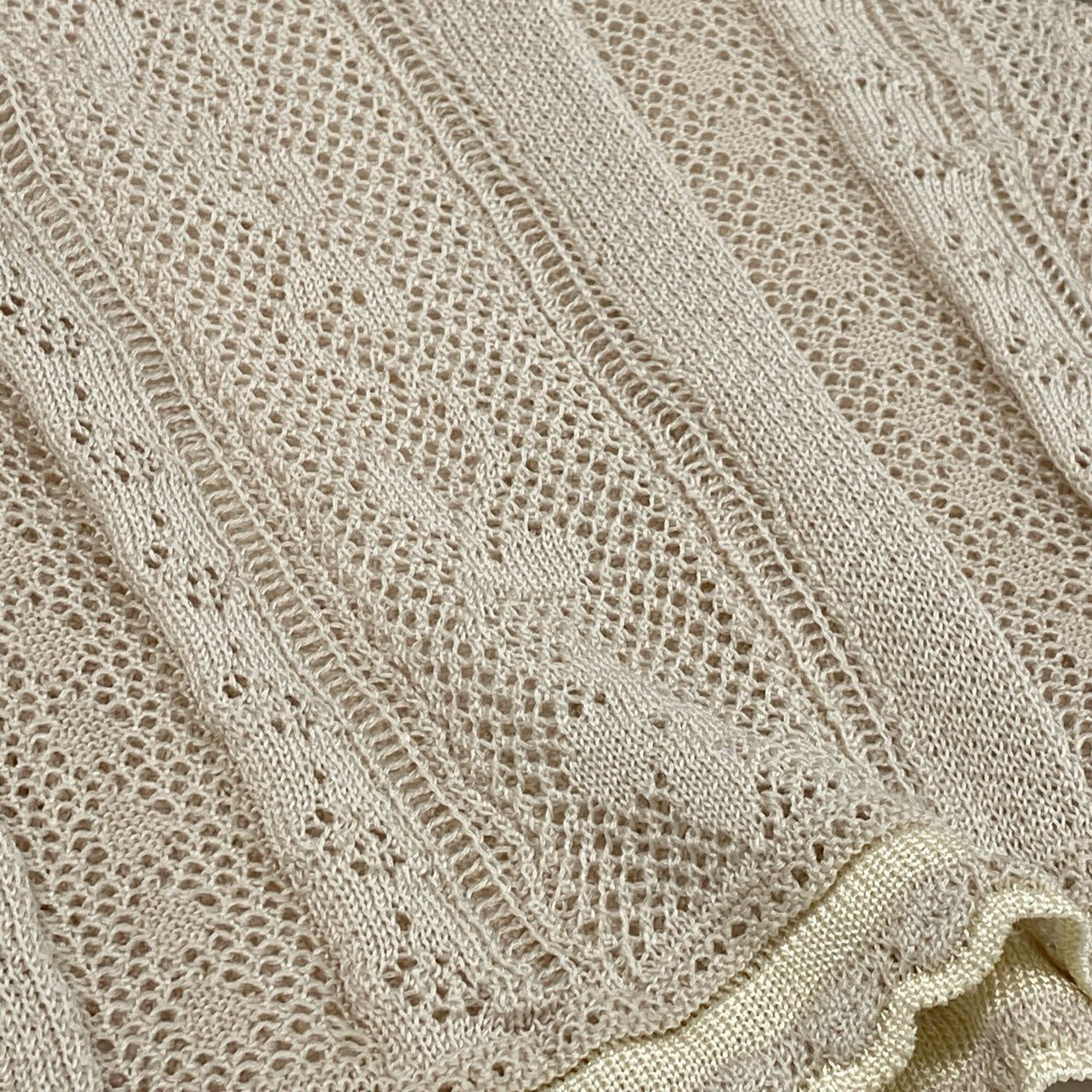 71f27 Mame Kurogouchi マメクロゴウチ Traditional Curtain Lace Knitted Cardigan ニットカーディガン トップス サイズ1 アイボリー レディース 日本製