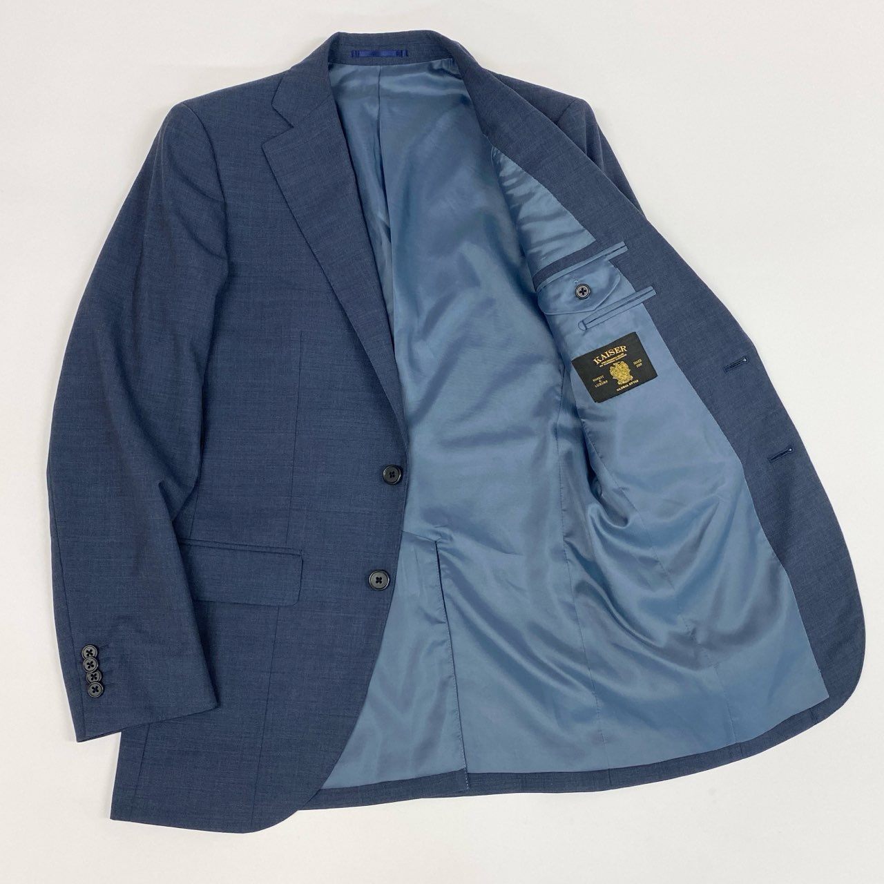 57j17 GINZA GLOBAL STYLE ギンザグローバルスタイル スーツセットアップ 3ピース 高級ライン KAISER シングルスーツ ネイビー メンズu02t