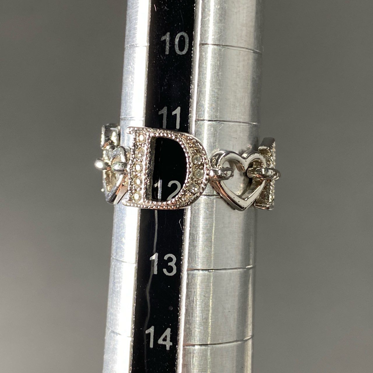 Pf16-1 《美品》 Dior ディオール ラインストーン ハート リング 指輪 12号 ダイヤ ビジュー ジュエリー アクセサリー