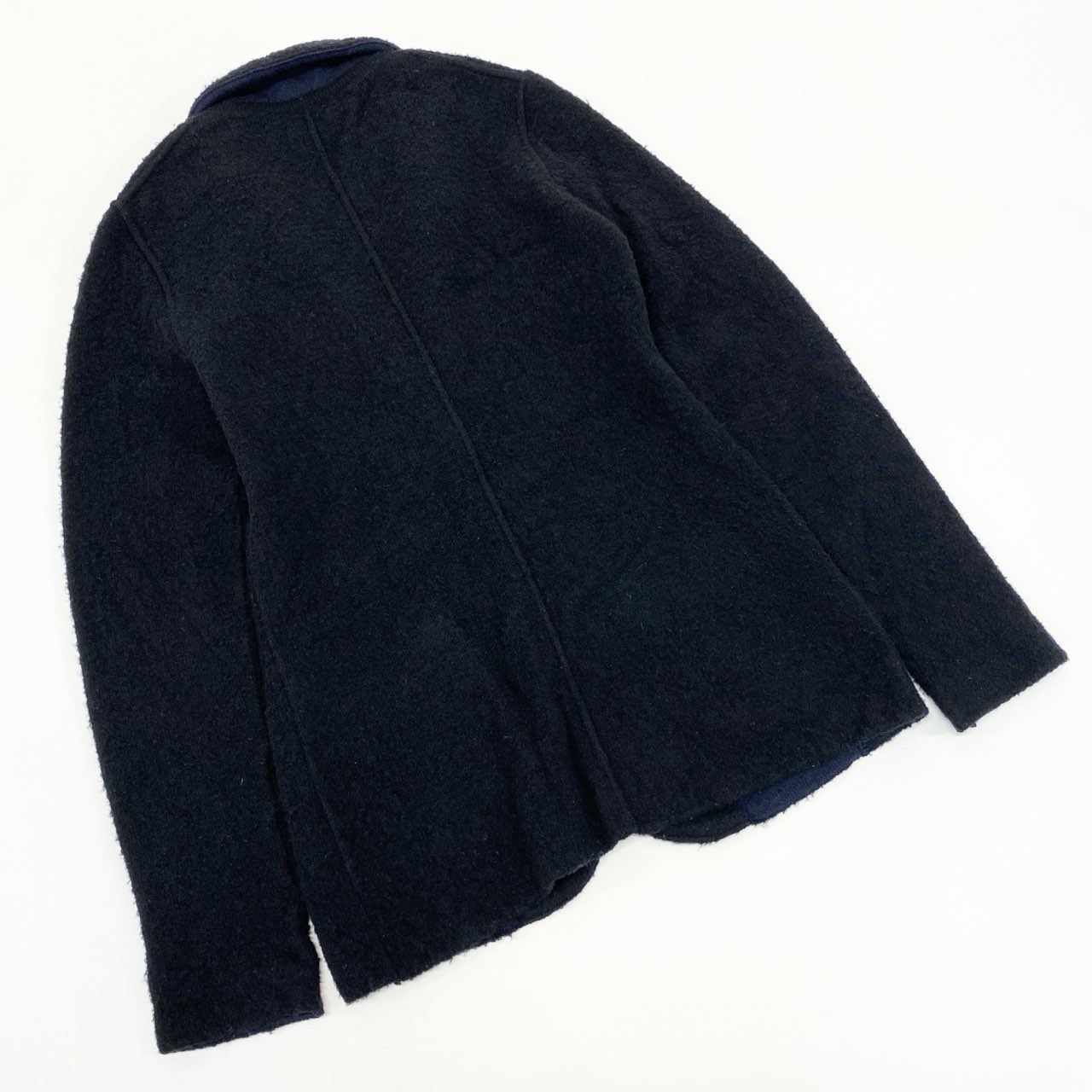 53e23 【イタリア製】LARDINI ラルディーニ ピリング加工 2B ニットジャケット テーラードジャケット ブートニエール付き サイズS ブラック メンズ 男性用 ブレザー ドレス