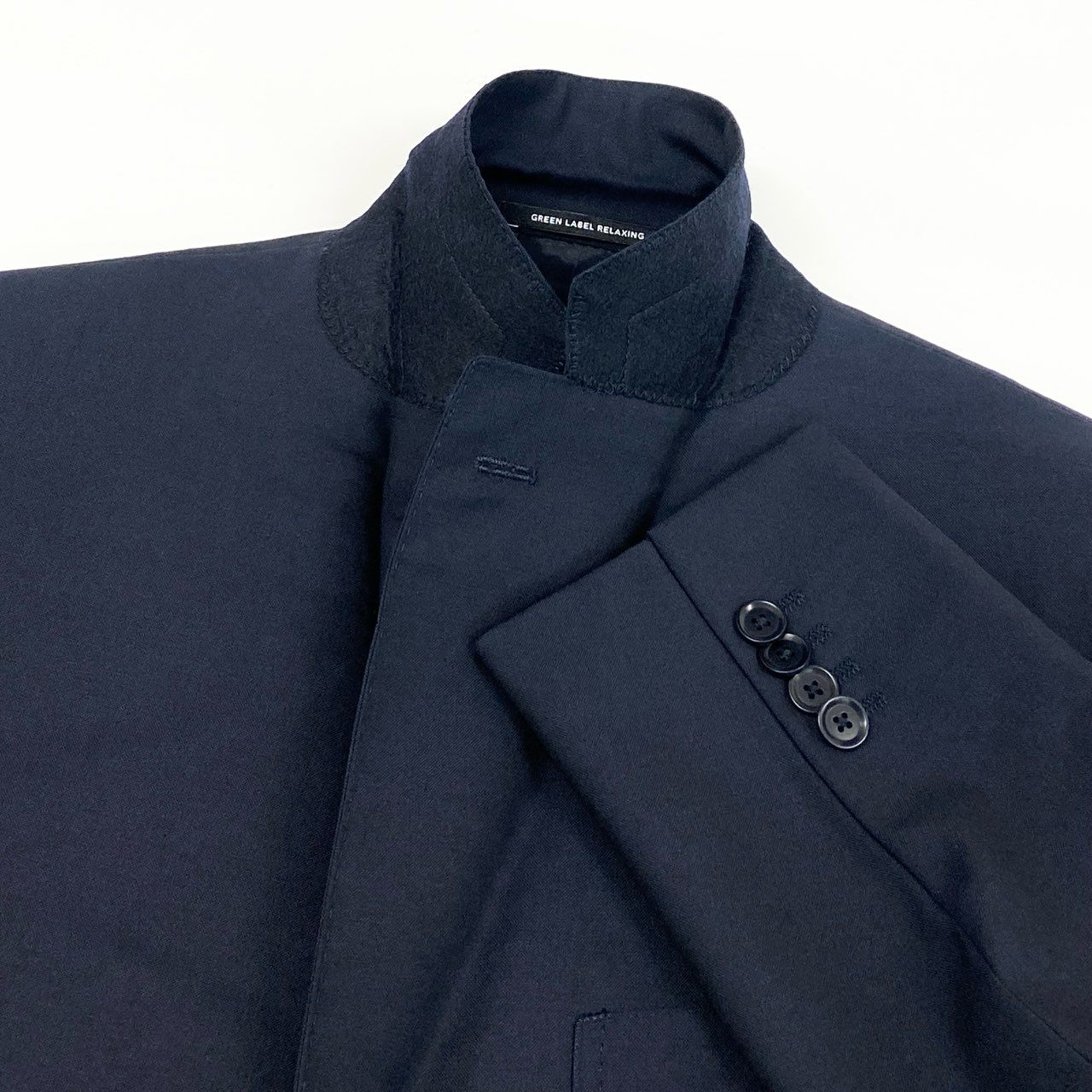 49f2 GREEN LABEL RELAXING united arrows グリーンレーベルリラクシング REDA社生地 セットアップスーツ ジャケット ボトムス ビジネス◎ フォーマル◎ 背抜き 46 ネイビー ウール