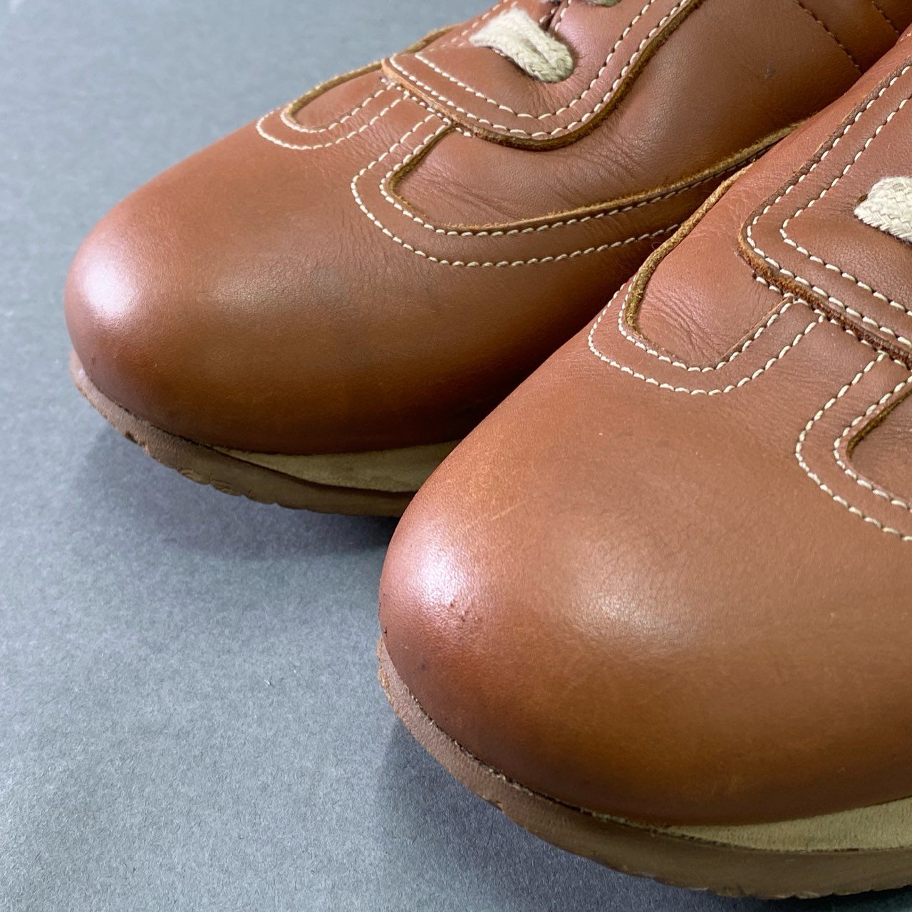 9e26 HERMES エルメス クイック レザースニーカー 41 ライトブラウン Leather シューズ イタリア製