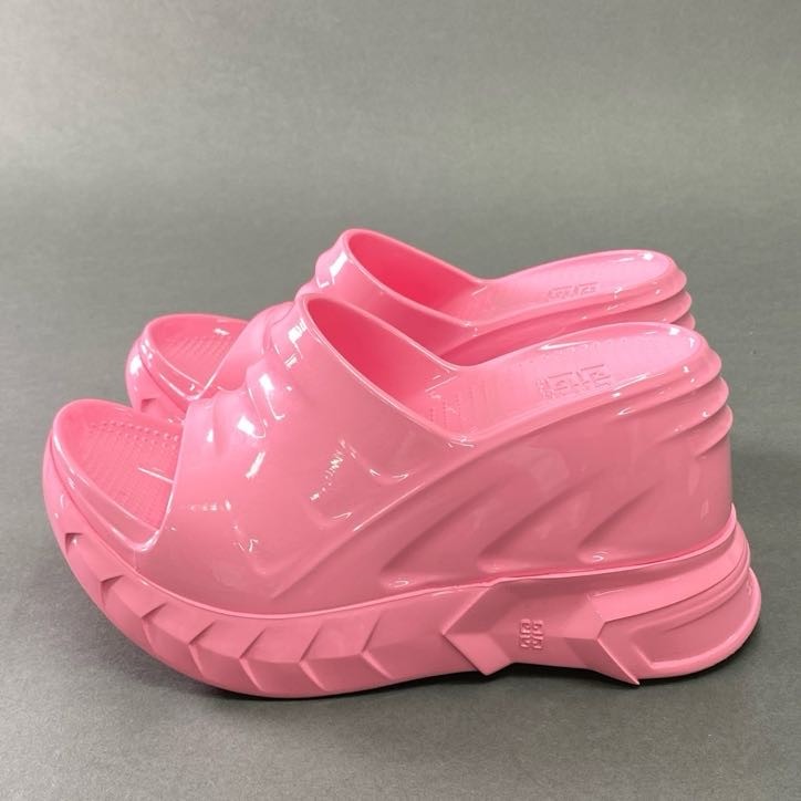 4f4 《美品》 GIVENCHY ジバンシー マシュマロ プラットフォーム サンダル 36 ピンク ラバー 厚底 シューズ 夏